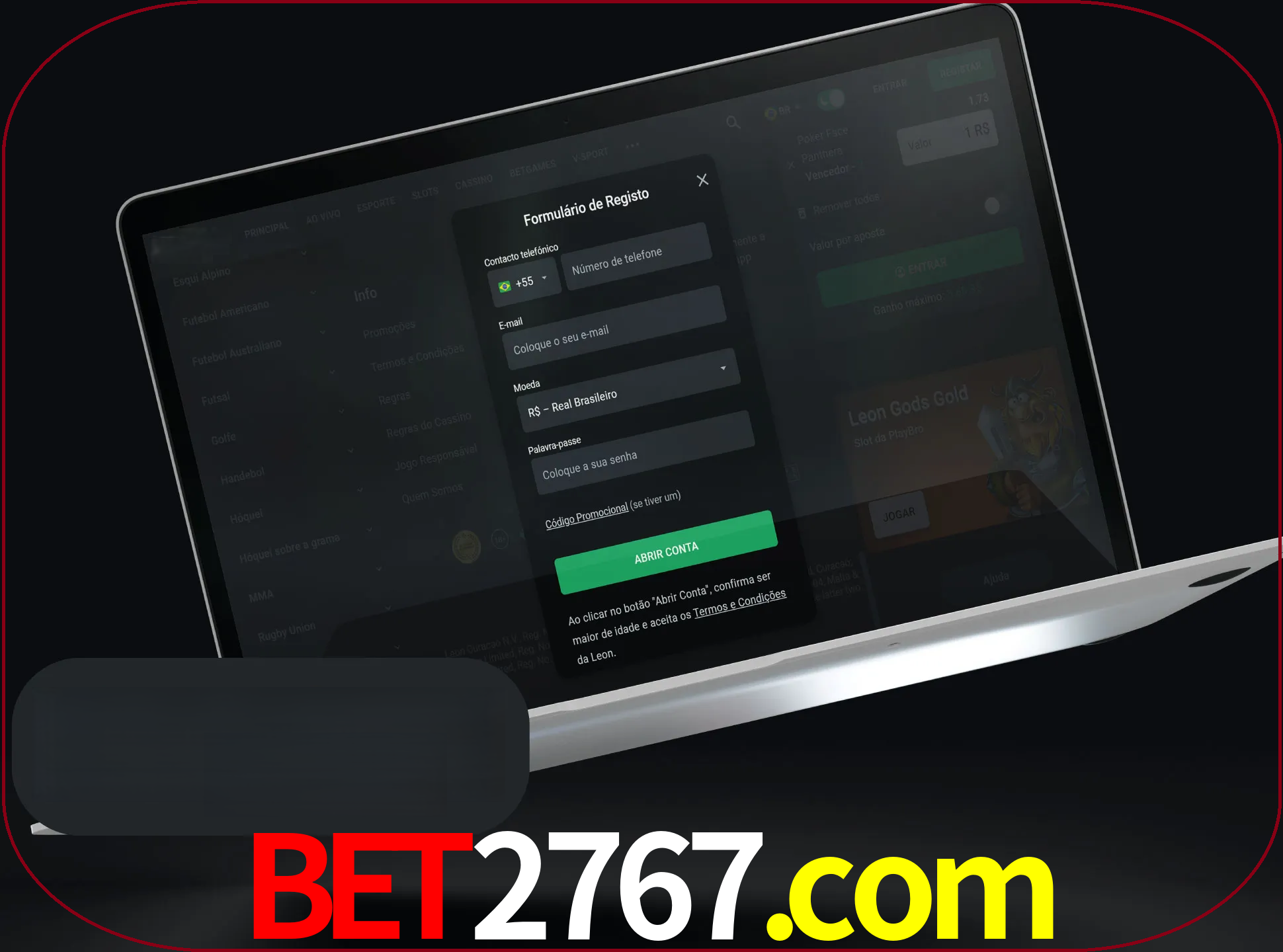 Abra o site da LeonBet e crie sua própria conta.