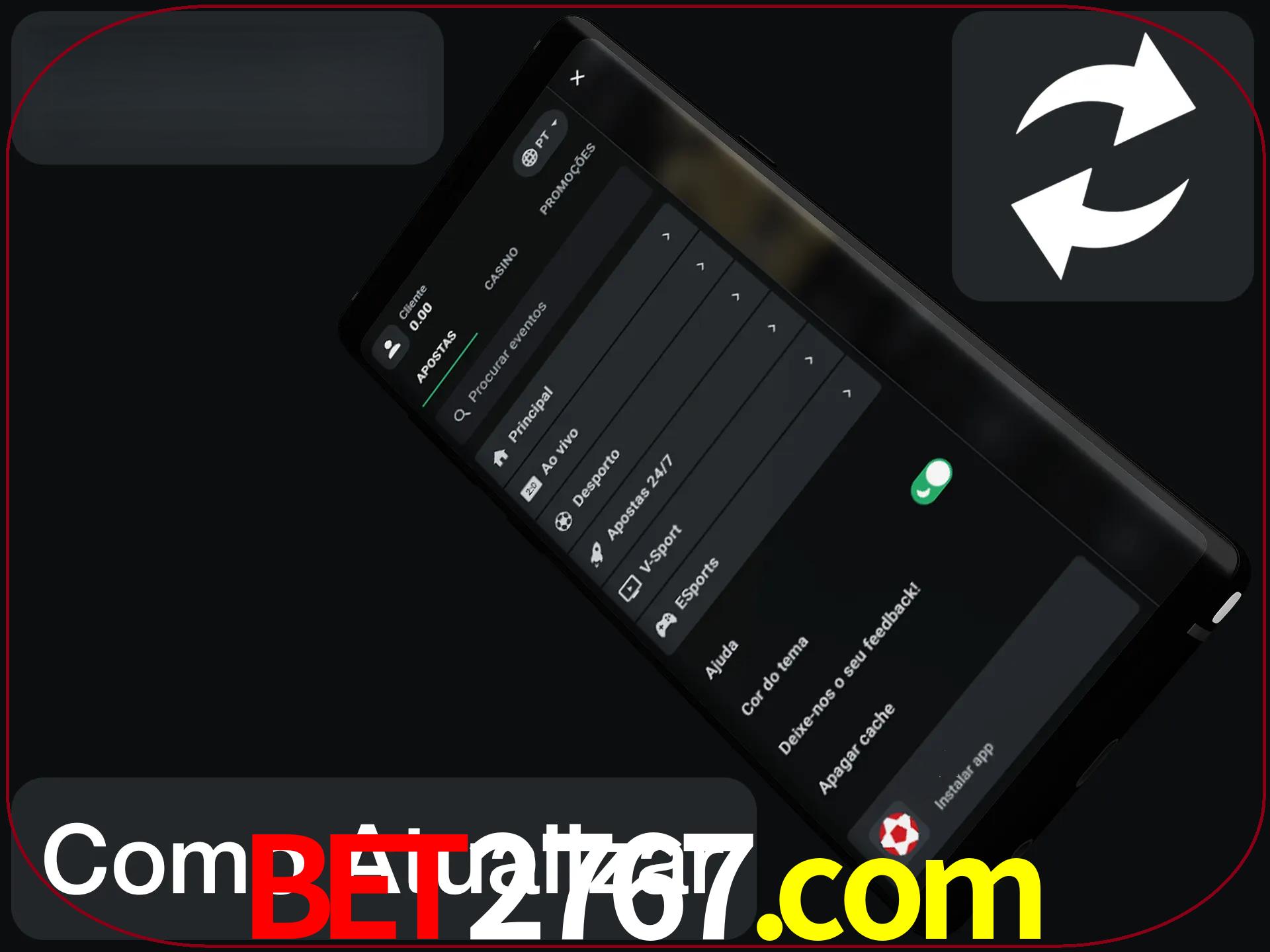 O aplicativo é atualizado automaticamente quando você faz o login.