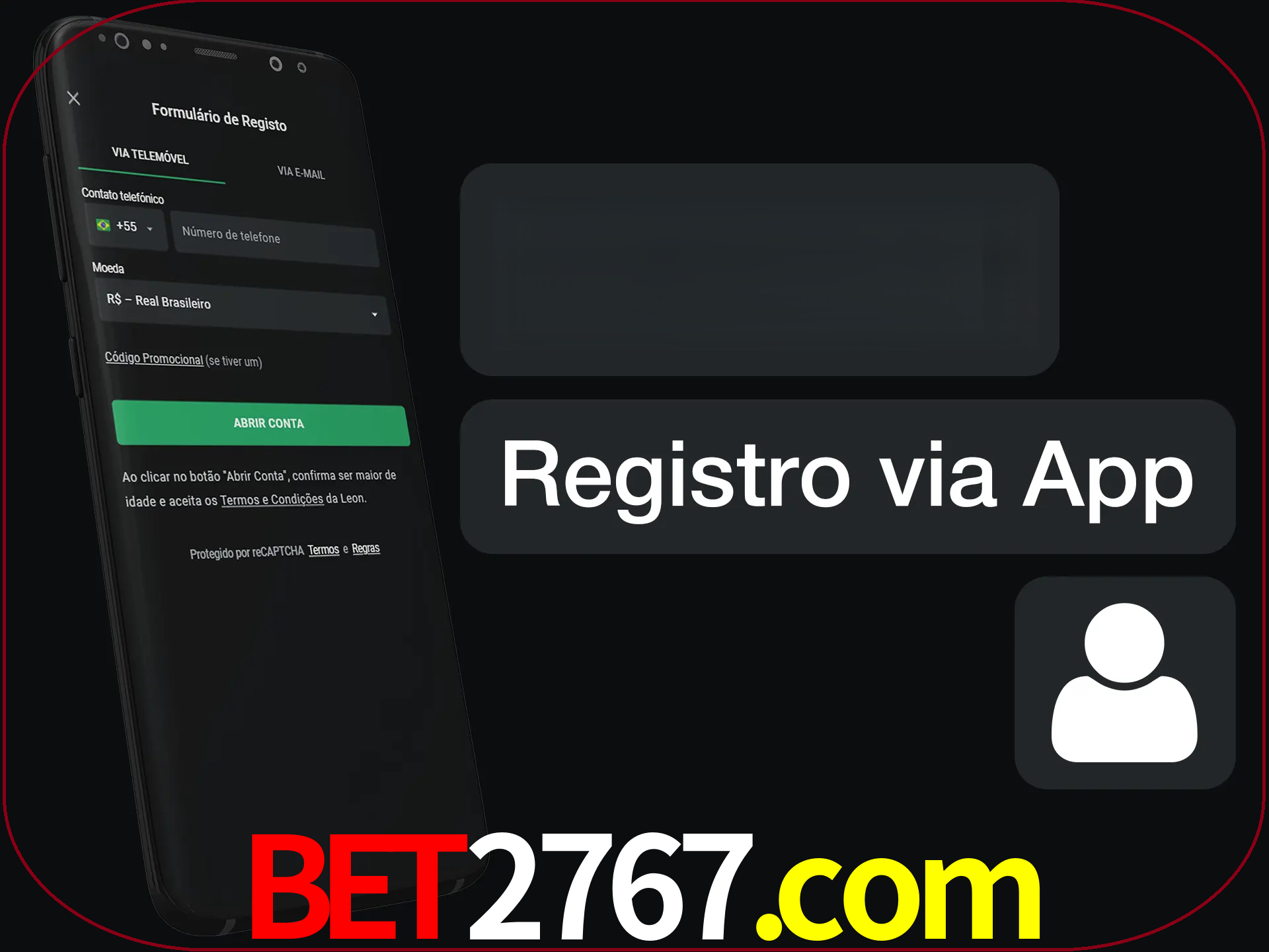 Registre-se com duas etapas usando o aplicativo.