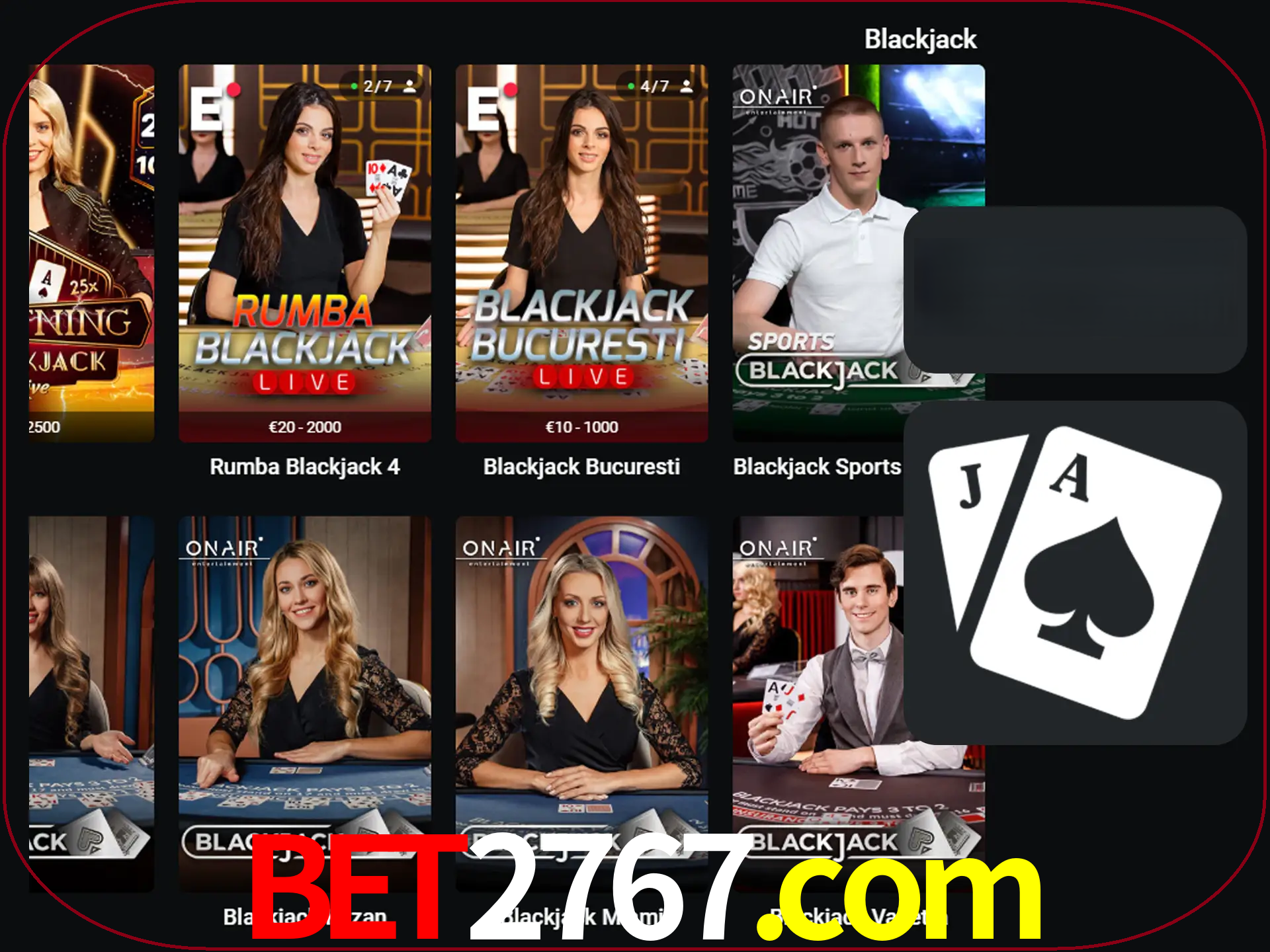 Escolha uma mesa completa de jogadores de blackjack.